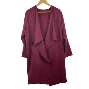 8. NWT Harve Benard Open Front Drape Purple Coat Medium Polyester Blend Crêpe